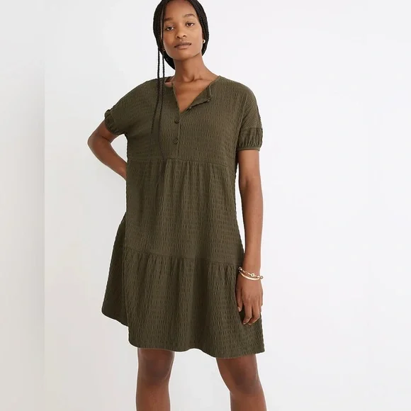 Madewell | Dresses | Madewell Resourced Crinkleknit Tiered Mini Dress |  Poshmark